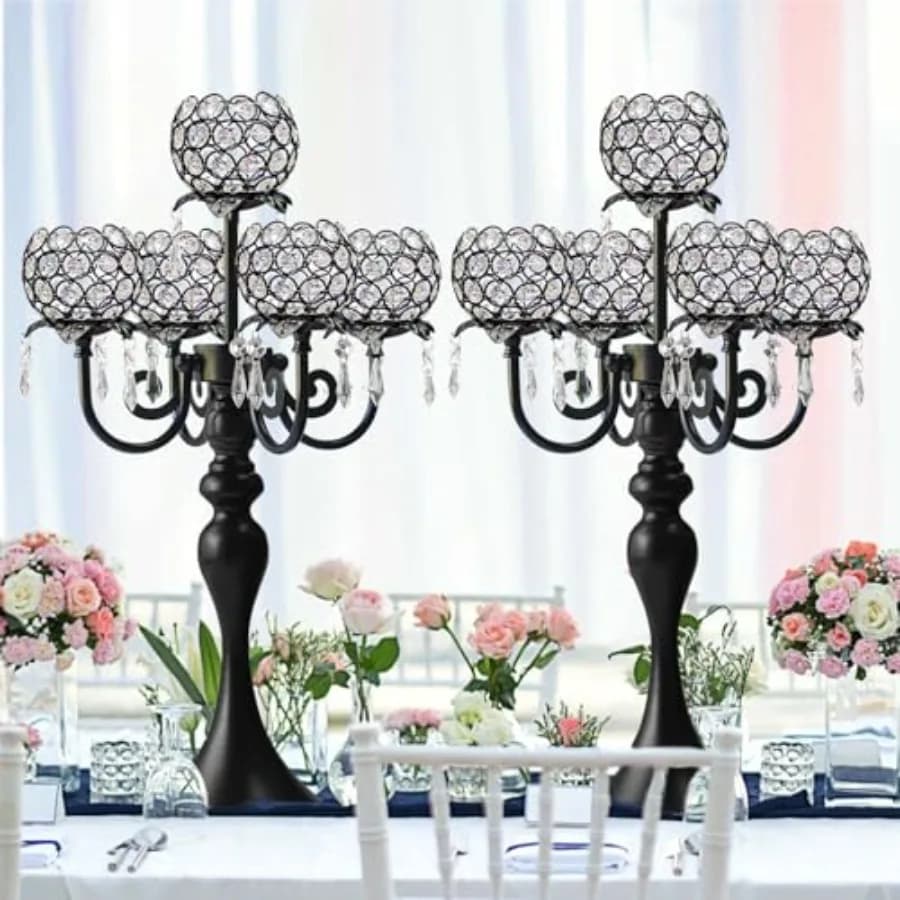 Pcs Elegant 5-Arm Tea Light Candle Holder with Pendant Chain and -.5 Inch Tall Wedding Table Centerpiece for Holiday Events Par