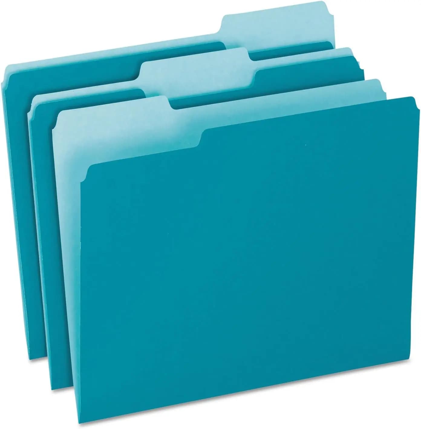 Cartelle Portadocumenti Teal, Confezione da 100, Formato Letter, Cartelle Durevoli a 3 Linguette per Organizzazione Scuola Ufficio Casa