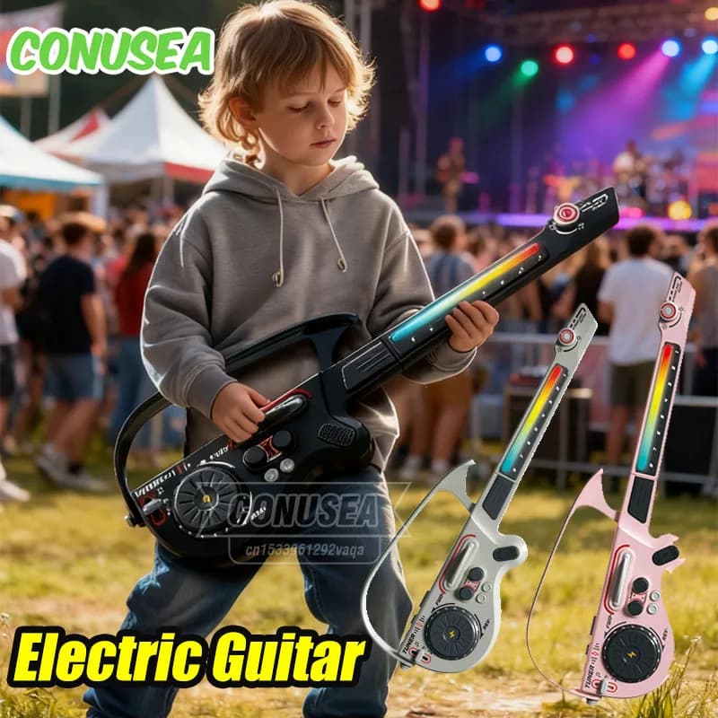 Chitarra elettrica per bambini Giocattolo musicale elettronico pieghevole Giochi educativi multifunzionali senza corde Regali per bambini e ragazze