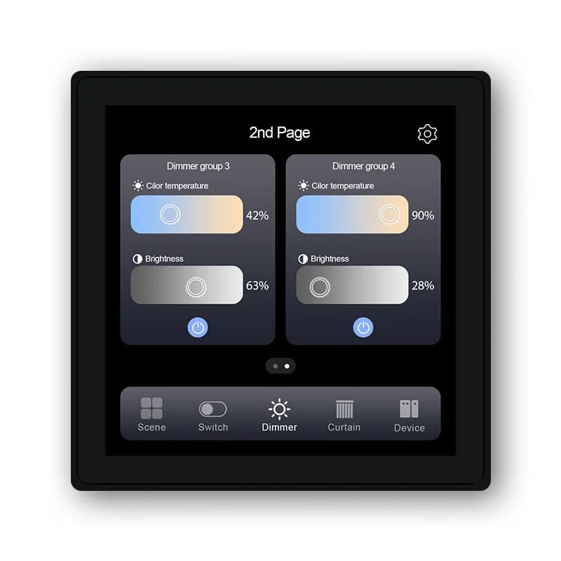 Golden Security Zigbee 4"inch Smart Screen Switch Panel Smart Home Panel wall Switch Light Dim Group Curtain Control