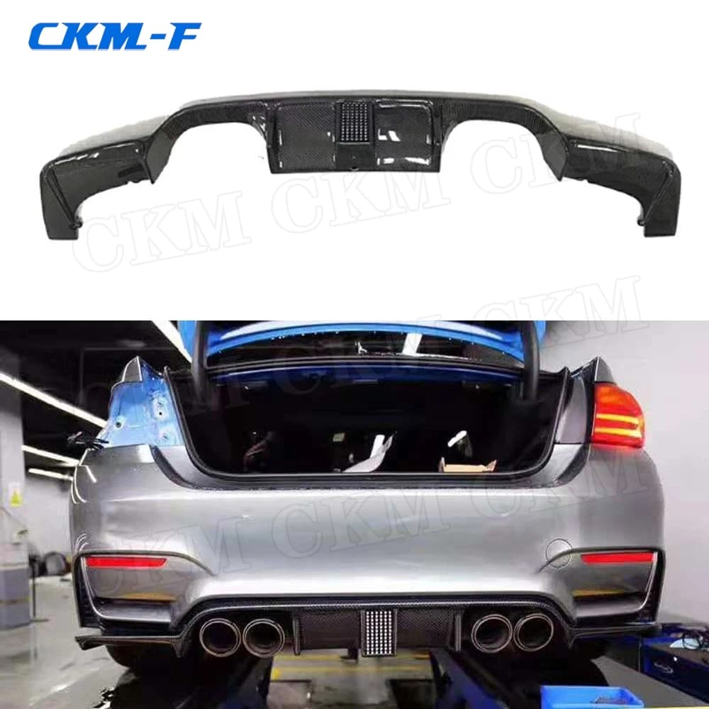 Real carbon fiber Car Rear Bumper Lip Diffuser For BMW 4 Series F80 M3 F82 F83 M4 2014-2017 FRP Prime Extension Covers