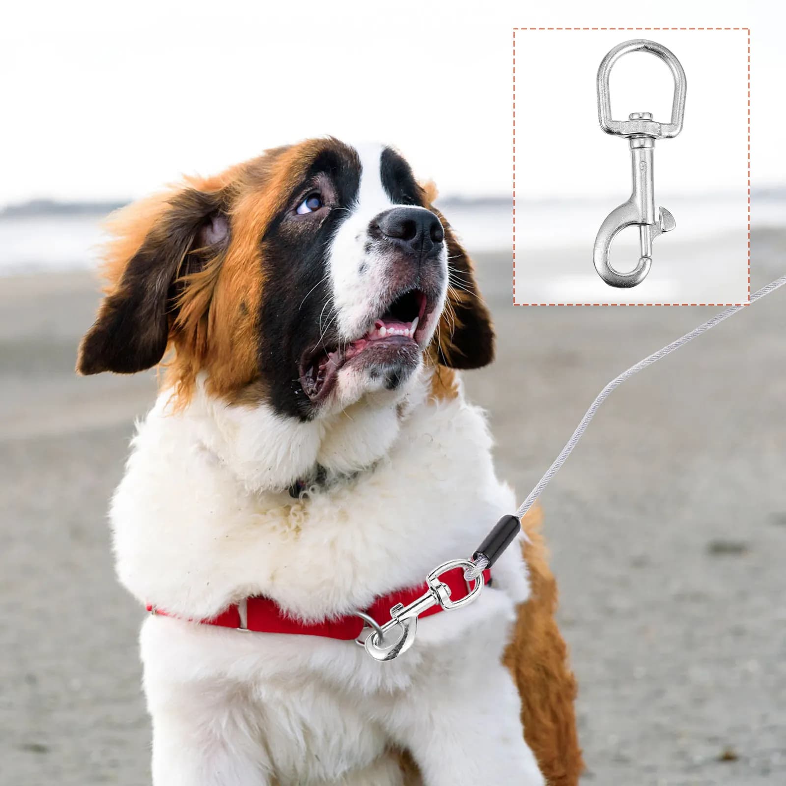 2pcs Pet Leash Clasp Stainless Steel Swivel Snap Hook For Dog Leash Clip Diving Bolt Hook Strap Belt Rope Cable Hardware