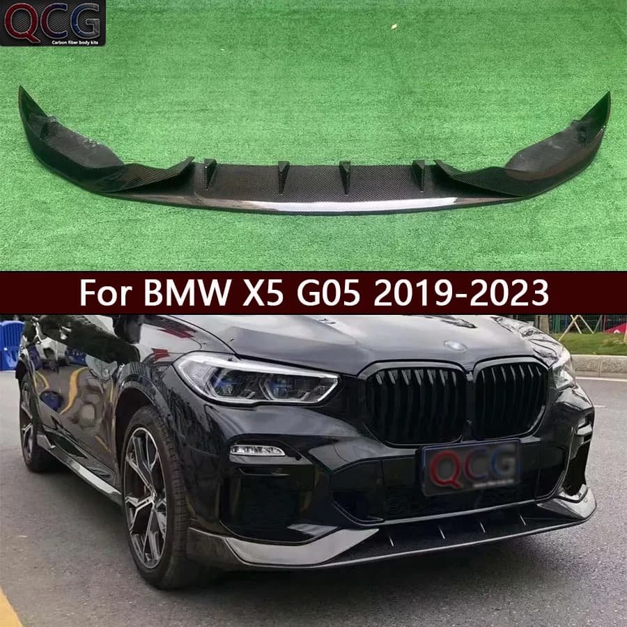 For BMW X5 G05 2019-2023 Carbon Fiber Car Front Bumper Lip Front lip Diffuser Front Chin Spoiler AC style Upgrade Body Kit