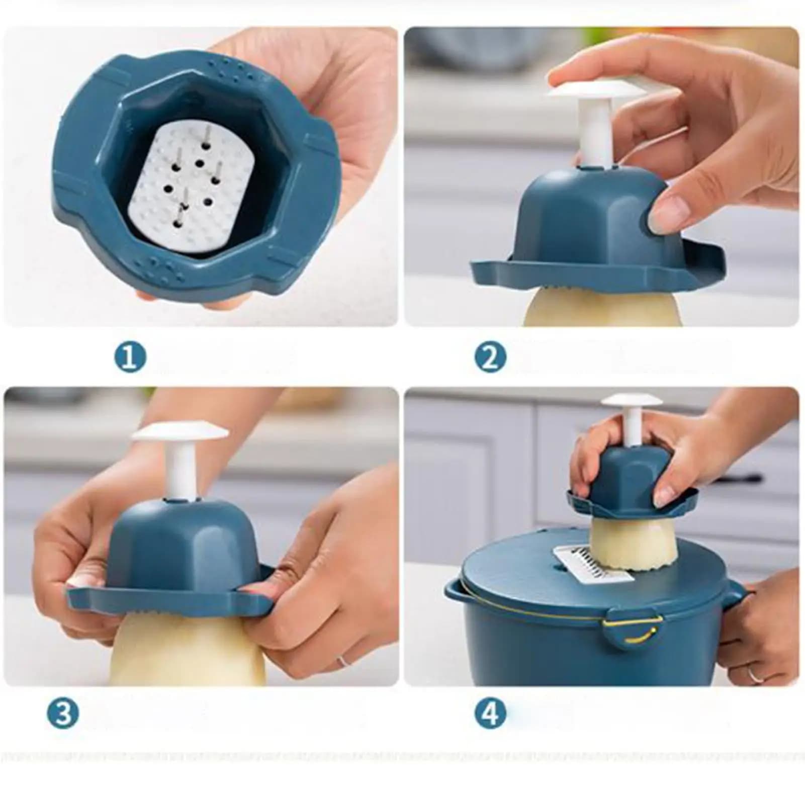 Affettatrice da cucina con contenitore, grattugia per cetrioli, ideale per cucinare a casa, preparare insalate, campeggio, picnic, feste