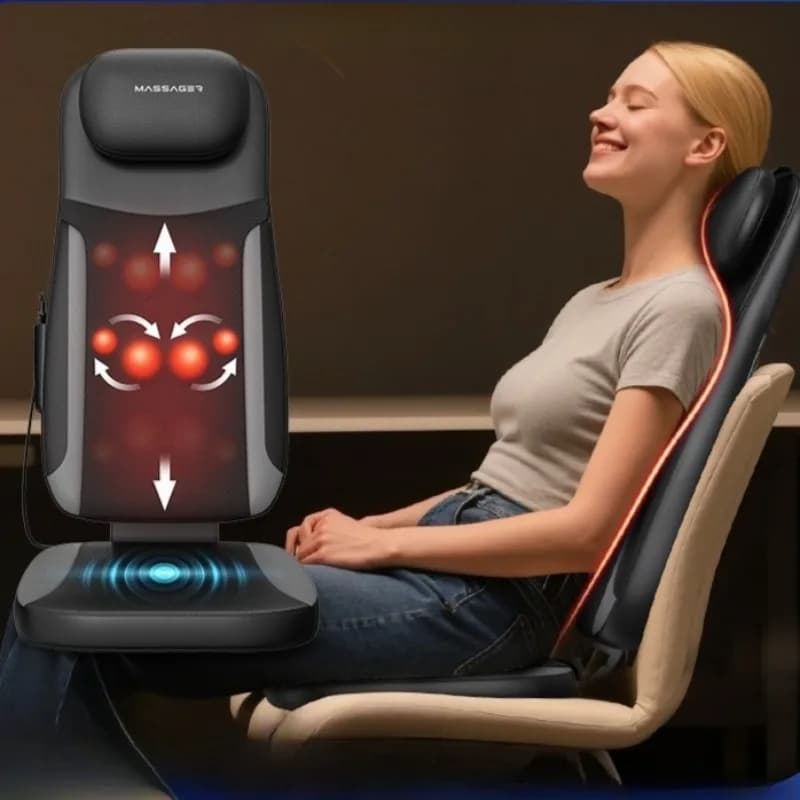 Massaggiatore elettrico per la schiena Cuscino per sedile per sedia da massaggio cervicale vibrante per il corpo Shiatsu Riscaldato Impastare Relaxarion Uso domestico in ufficio