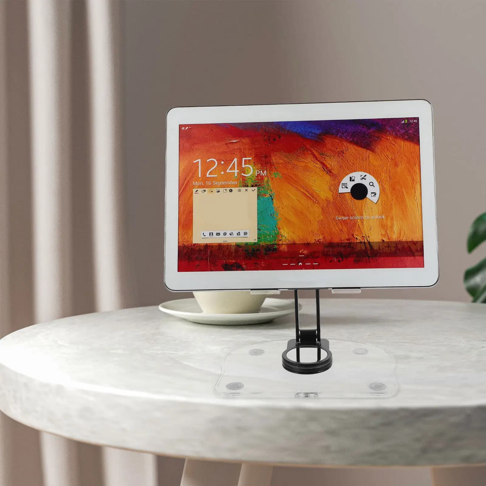 Folding Tablet Stand 360 Rotation Desktop Laptop Stand Transparent Acrylic Aluminum Tablet Holder for Desk Drawing Bedside