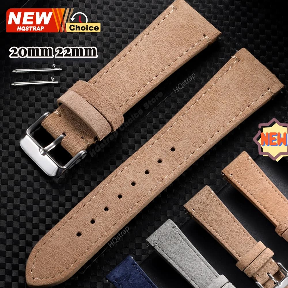 Nuovo Cinturino in Pelle Scamosciata 20mm 22mm per Orologi Seiko, Bracciale Vintage per Rolex, Bracciale per Omega, Cinturino Universale Sostitutivo