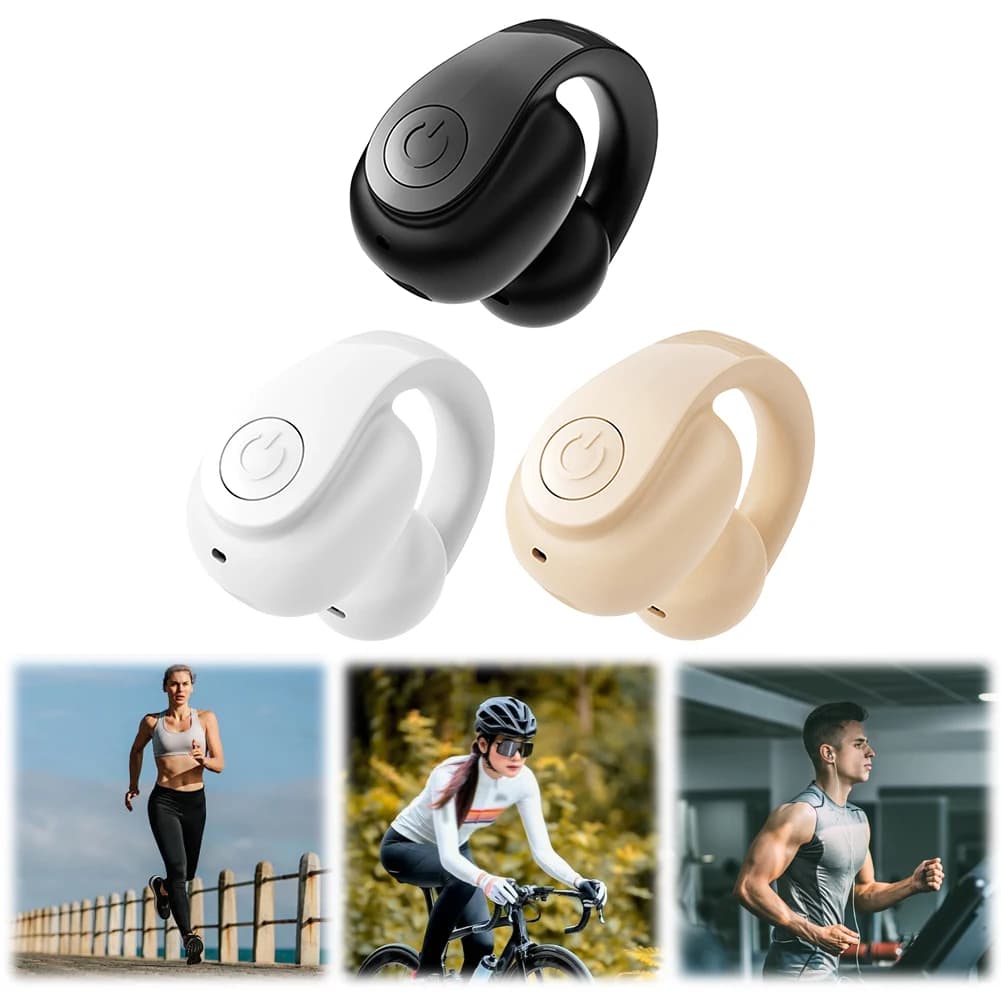 Wireless Ear Clip On Earphone Bluetooth-Compatible 5.4 Headset Noise Canceling Clip On Headphone Waterproof for Running Workout