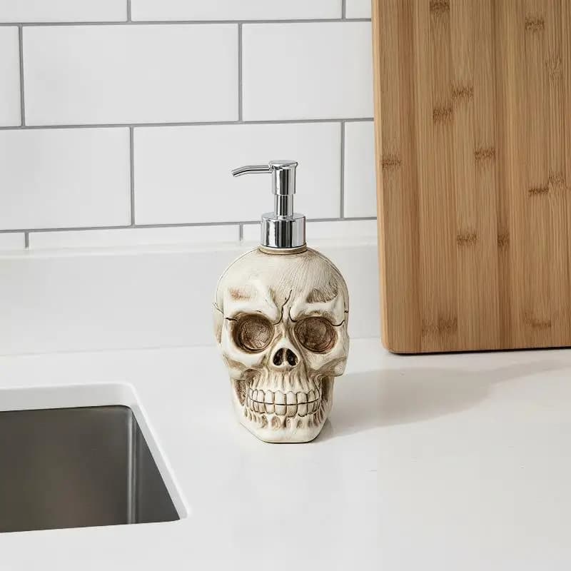 Gothic Skull Soap Dispenser Resin Rust Proof Shower Gel Storage Bottle Home Bathroom Halloween Decor