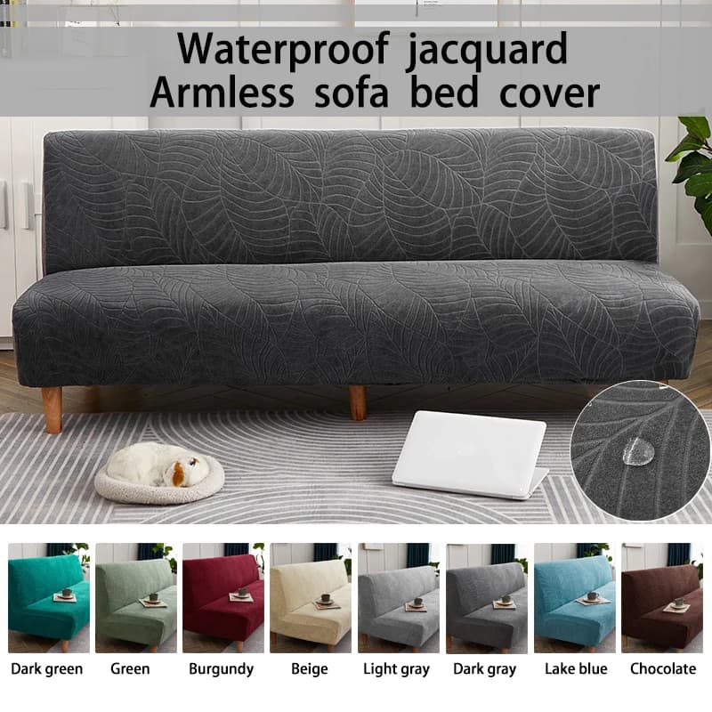 Copridivano senza braccioli, lavorazione jacquard con motivo a foglie, effetto impermeabile, graffi in tessuto per animali domestici