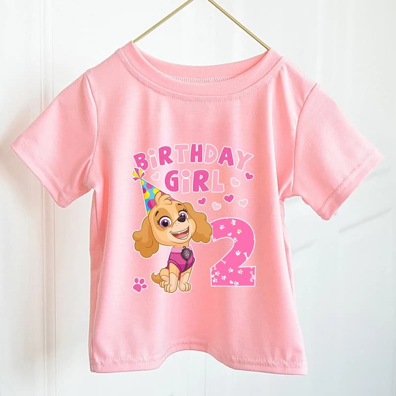 Maglietta in cotone per bambini Paw Patrols, vestiti per compleanno, maglietta per ragazza, vestiti anime, magliette estive kawaii, abbigliamento per bambini