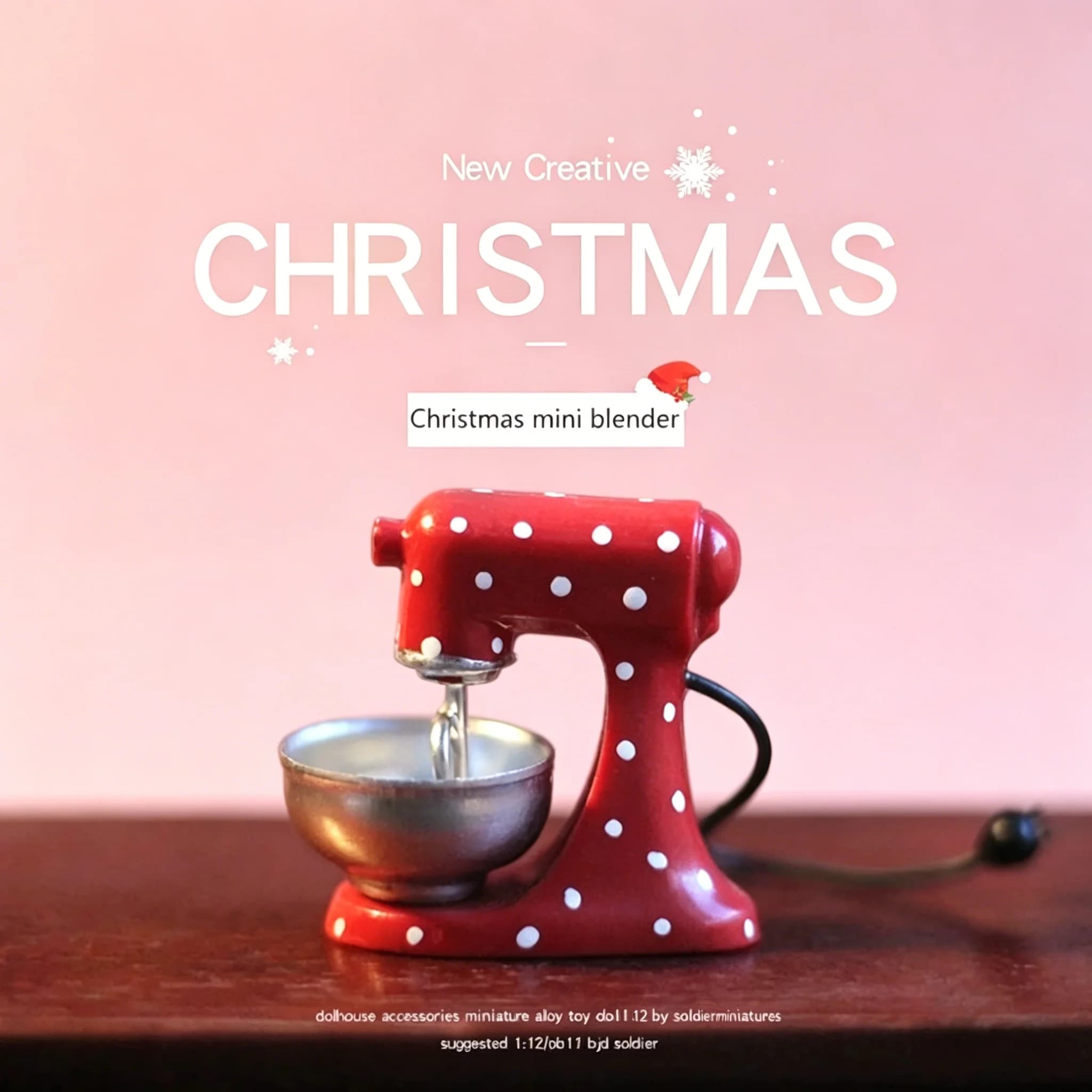 Mini Mixer Natalizio Rosso, Accessorio Decorativo per Cucina in Miniatura per Casa delle Bambole