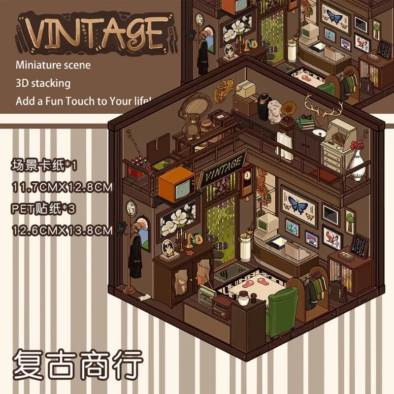 3D Stackable Home Anti-stress Stickers Miniature Precut scrapbooking scenes for official crafts Wall decals for DIY landscape parties