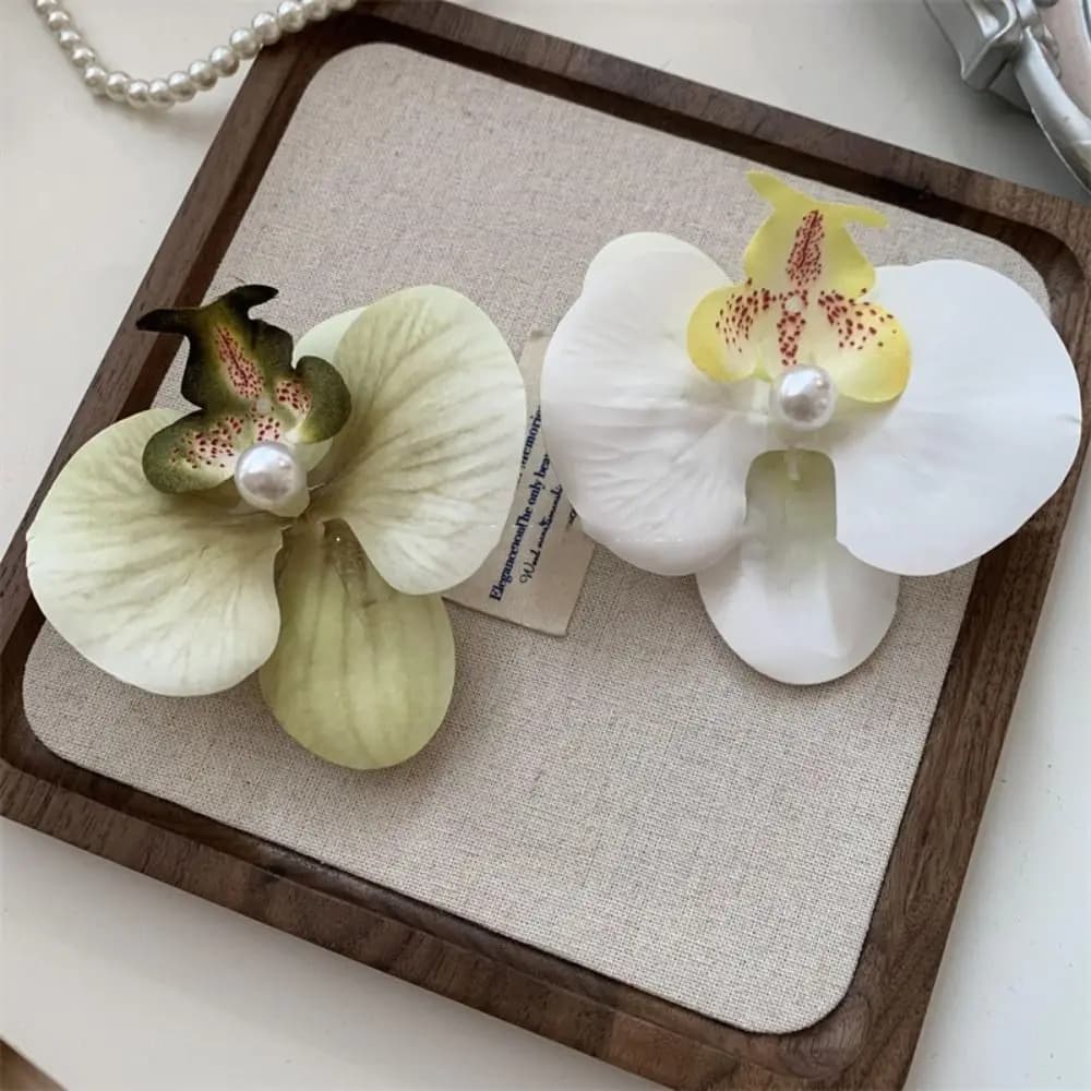 Hair clip accessories pink flower orchid ornament for hair Bohemia side springs headgear for orchids