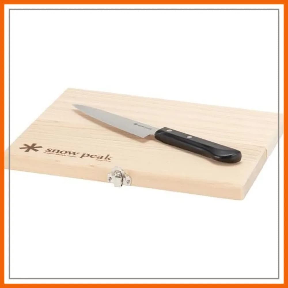 Tagliere Pieghevole in Legno di Betulla e Set di Coltelli in Acciaio Inossidabile per Campeggio, Picnic, Misura Media
