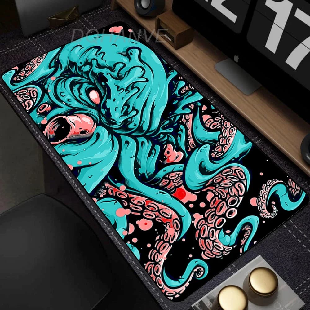 Tappetino per Mouse Anime Color Monster, Grande Tappetino da Scrivania XXL con Polpo Oceanico, Bordo Cucito, Morbido Tessuto Universale per Computer