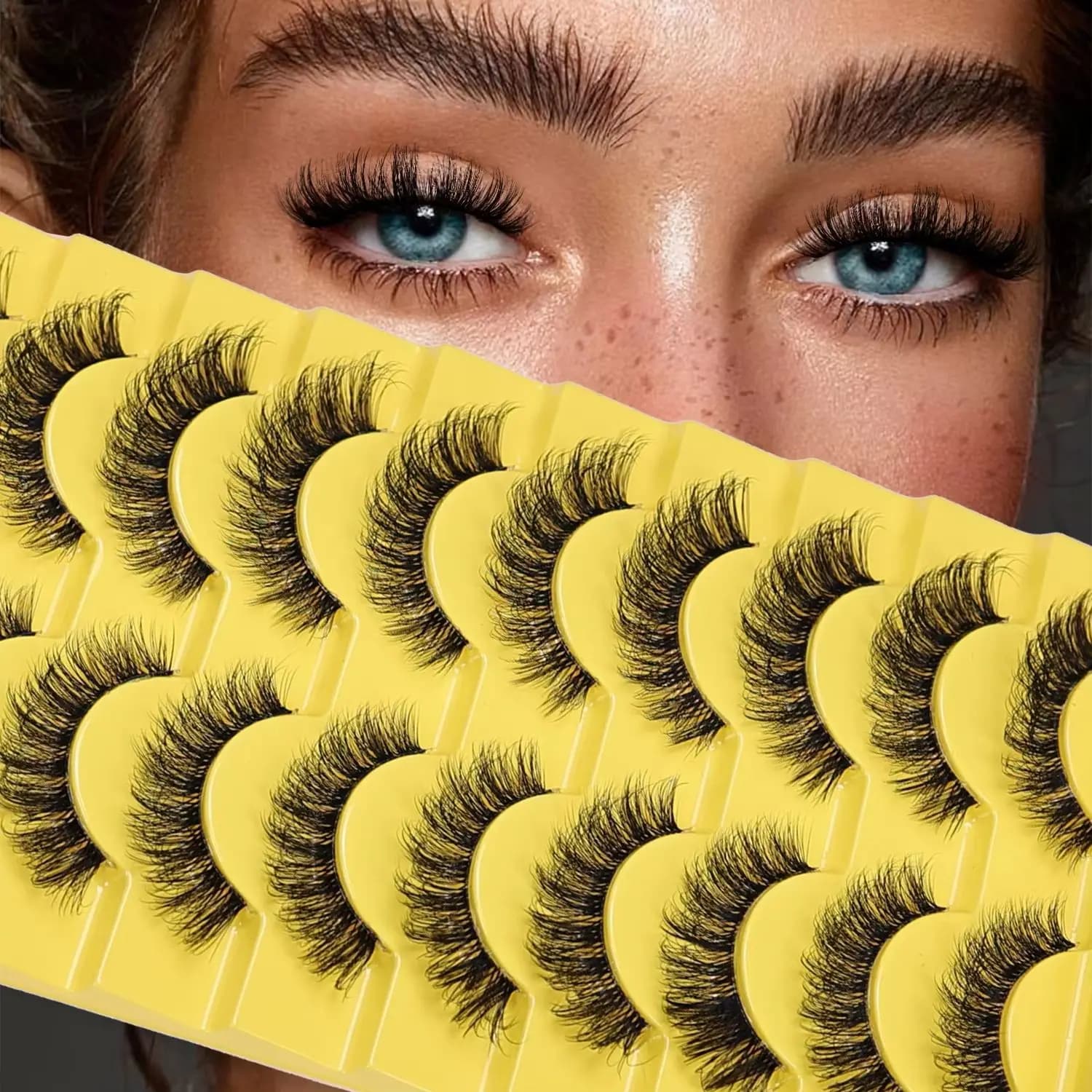 10 Paia di Ciglia Finte con Fascia Trasparente, Effetto Naturale Voluminoso 3D, Ciglia a Striscia Stile Occhio di Gatto per un Look Naturale