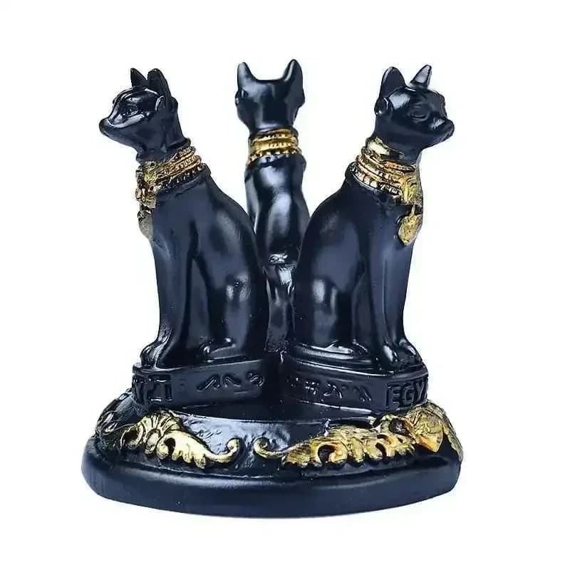 1pcs New Top Quality Cat Crystal Ball Diffuser Stand Triple Egyptian Sphere Holder Resin Figurine Display Base Office Home Decor
