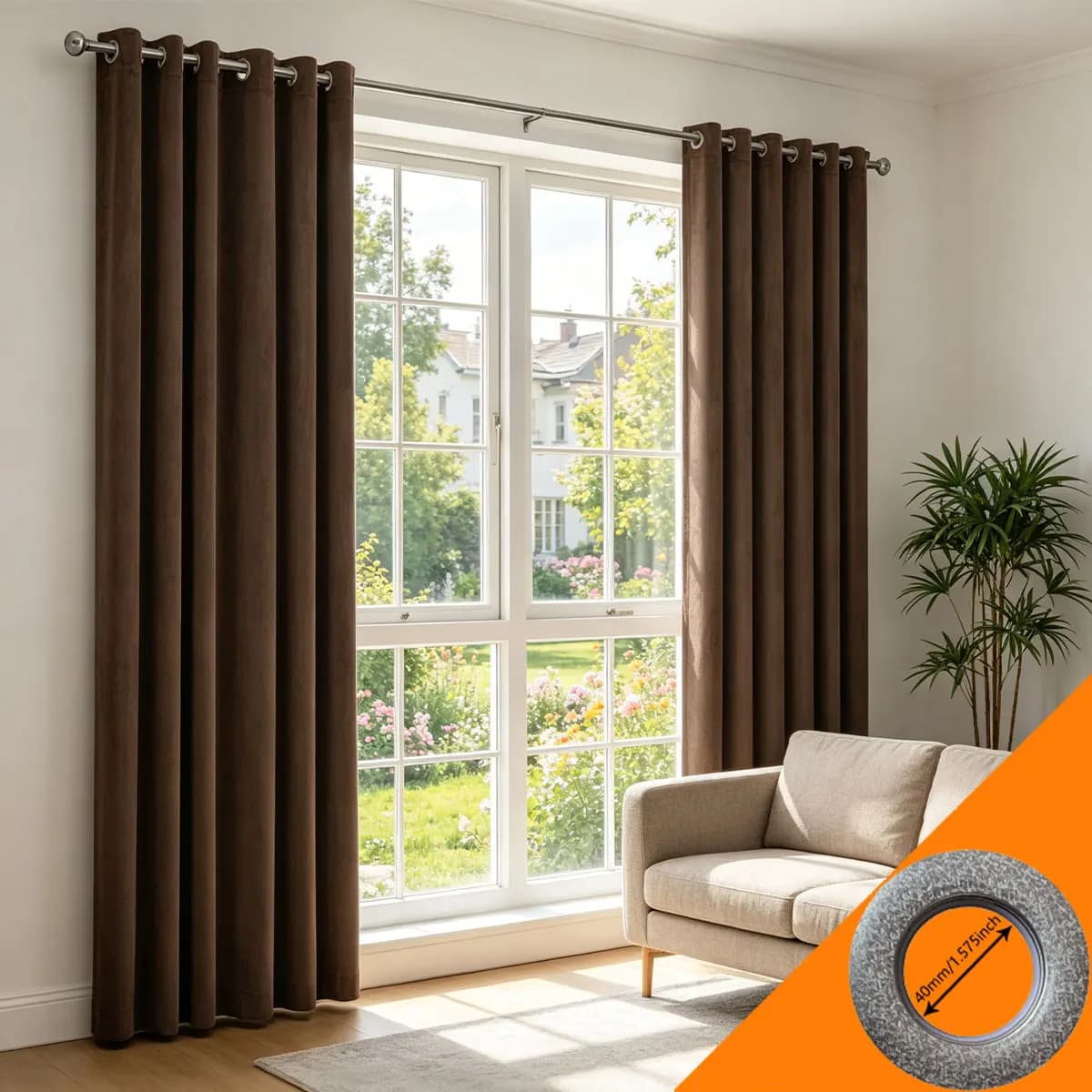 1Pair Velvet Blackout Curtains, Retro Luxury Grommet Curtains for Bedroom & Living Room