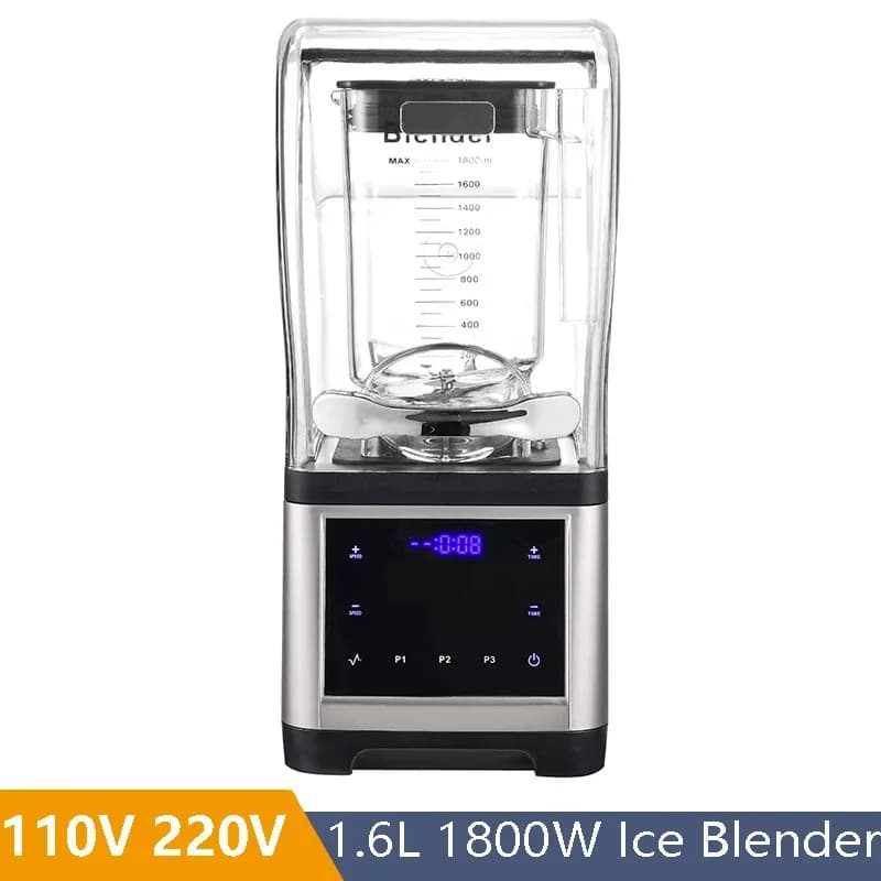 110 V 220 V Soundproof Food Mixer 1600 W Touch Screen Control for Bubble Tea Shop Ice Smoothis Maker 1600 ml
