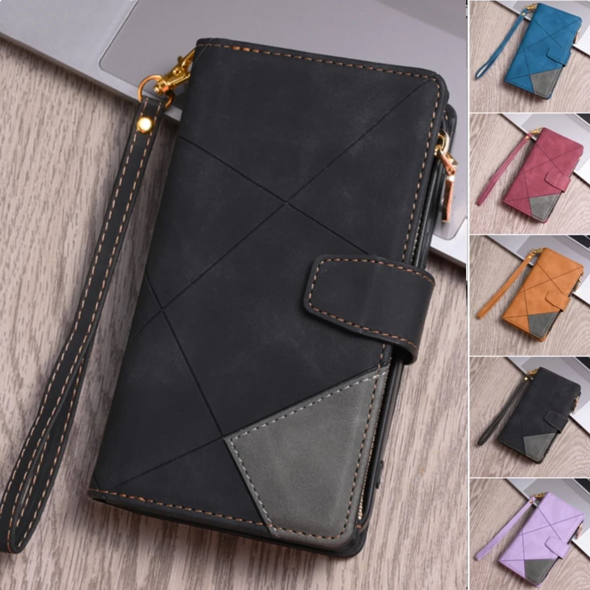 Leather Flip Case for Samsung Galaxy S24 Ultra S23 FE Plus A16 A06 A15 A25 A35 A55 A05S A14 A24 A34 A04S Card Wallet Case
