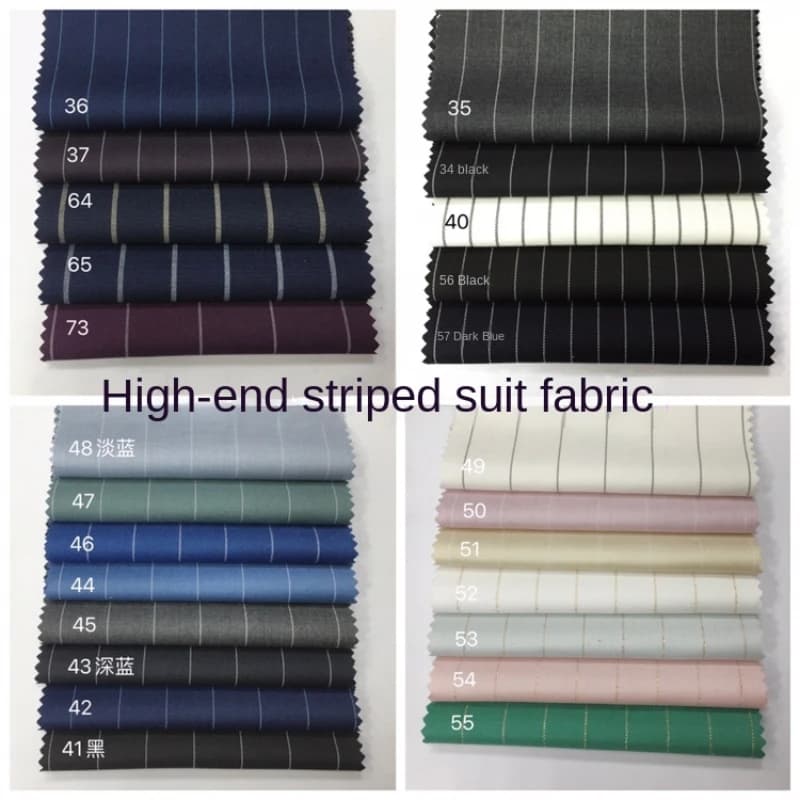 Premium Worsted Striped Suiting Fabric Polyester Cloth for Blazer Trousers Vest Uniform Workwear Tailoring Sewing Dress Material