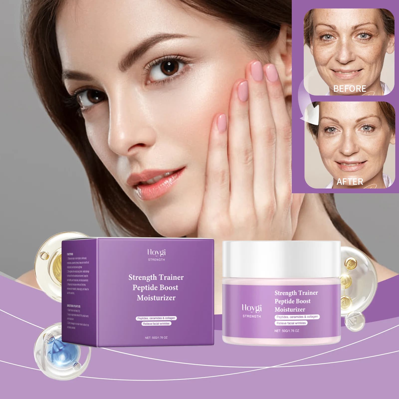 Collagen face cream Hydrating hyaluronic acid Improves skin Improves structure Reduces thin lines Hydrating Hydrating Radiant