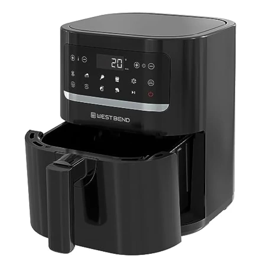 5 Liters Compact Air Fryer with Digital Controls, LCD Display and 10 Pre-set Cooking Programs, with Function of Reminder Agitation and Anti-Agent Base