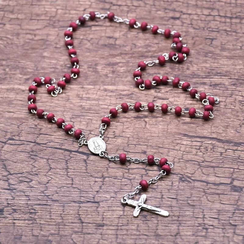 E8BD Rosario profumato alla rosa per collana con croce Set con scatola portaoggetti Forniture per regali sacri per donna Uomo