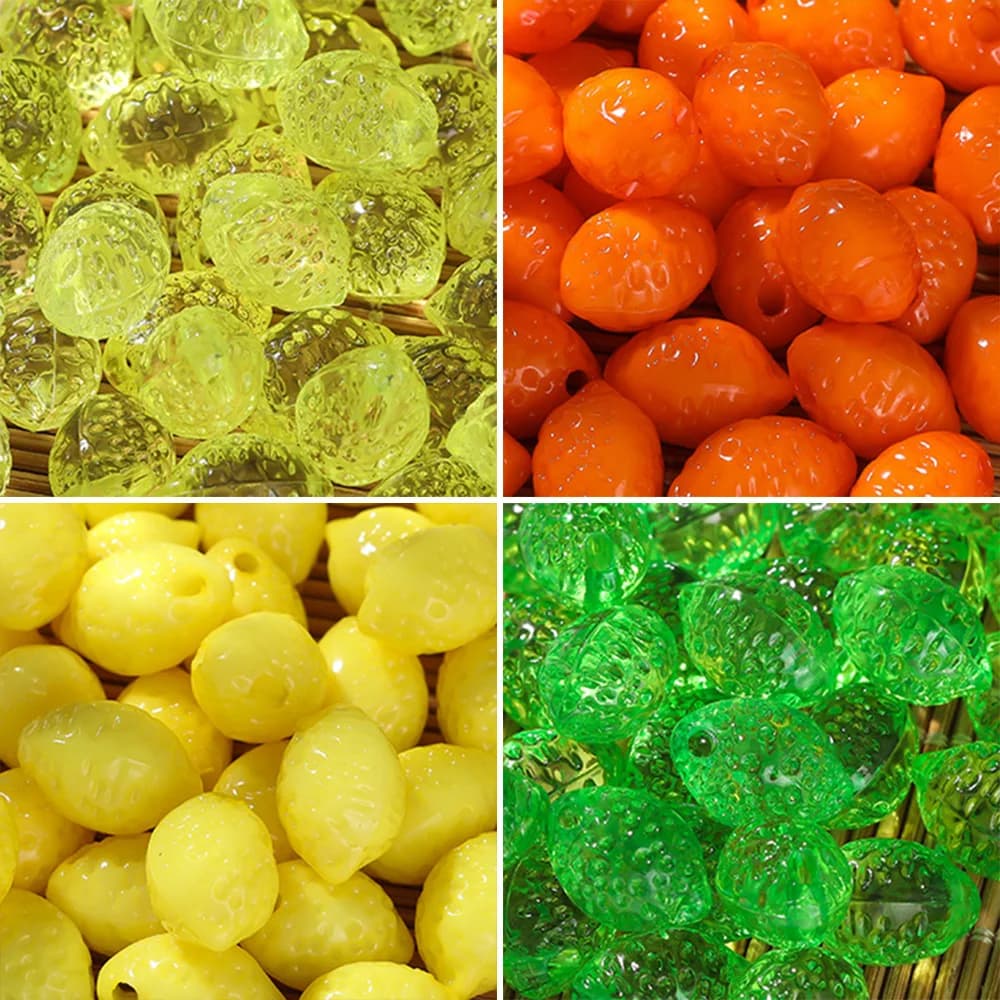 10 perline distanziatrici sciolte di limone stereoscopico acrilico per la creazione di gioielli, accessori per collane, braccialetti fai da te