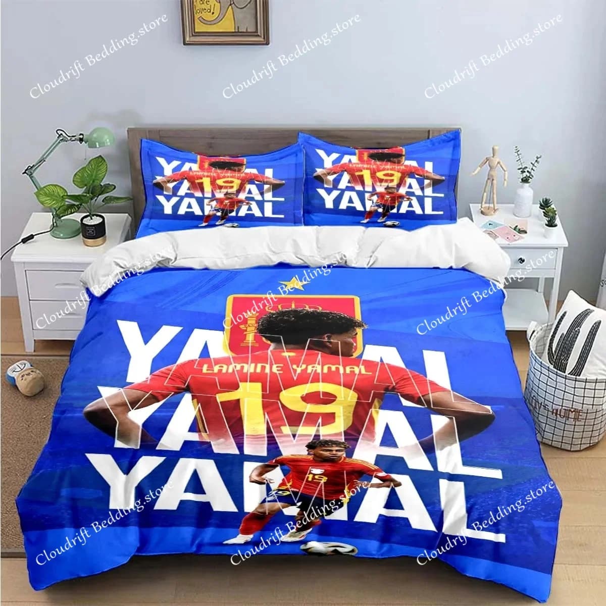 Set di Biancheria da Letto con Tema Calcio Spagnolo, L-Lamine Y-Yamal, Set Copripiumino e Trapunta, Regalo