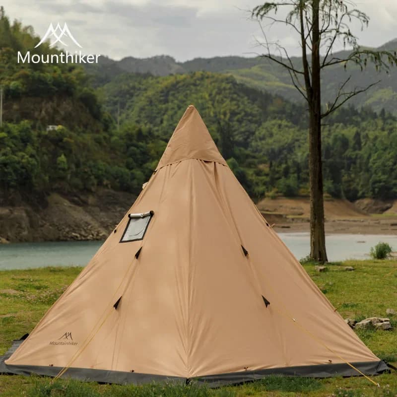MOUNTAINHIKER Tenda piramidale per 3-4 persone Tenda da campeggio esterna ultraleggera con gonna da neve con tende da trekking con foro per canna fumaria