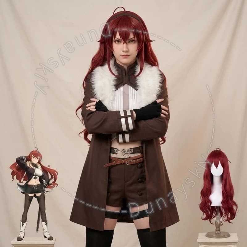 Handsome Punk Brown Jacket Mini Short Pants Wigs Eris Boreas Greyrat Cosplay Mushokkuu Anime Tenseiei Season 3 Costume Halloween