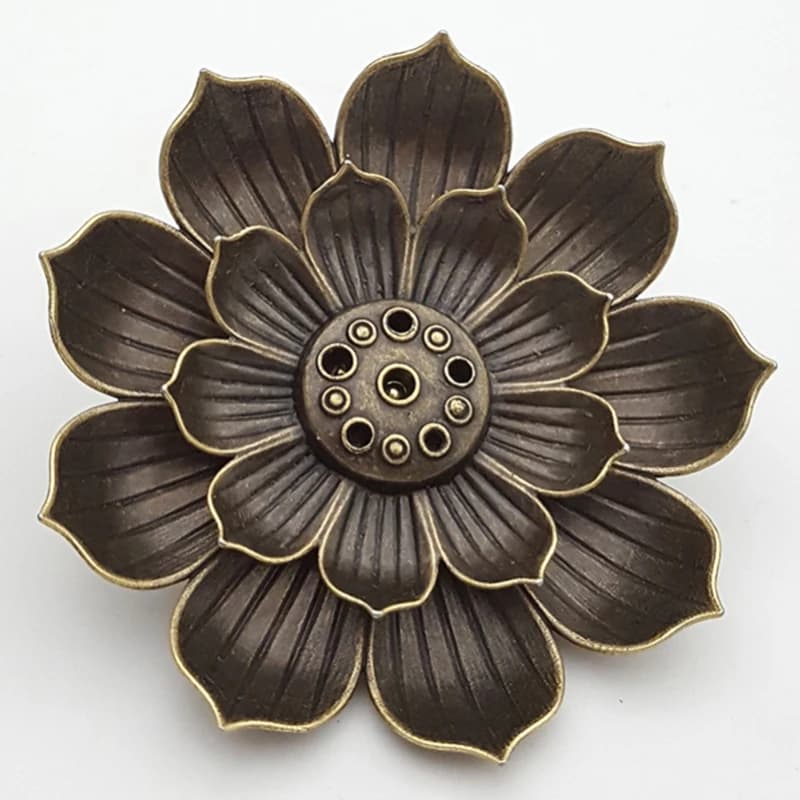 Bruciatore di incenso in lega Porta bastoncini Piastra bruciatore Piastra Buddismo Bobina Lotus Incensiere