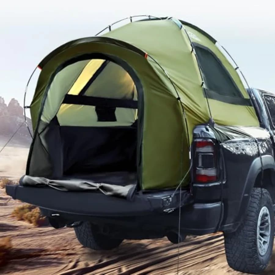 Truck Bed Tent for Camping, Waterproof PU3000mm Polyester, Gray, Portable 2-3 Person Sleeping Tent for Pickup Truck Bed