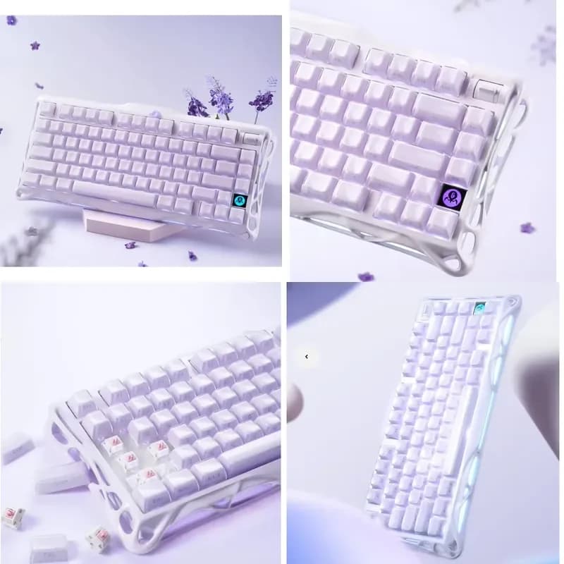 Hot Sale K1 Lavender Purple 75% Tri-Mode Wireless Mechanical Keyboard Hot-Swap 8000mAh RGB for Gaming