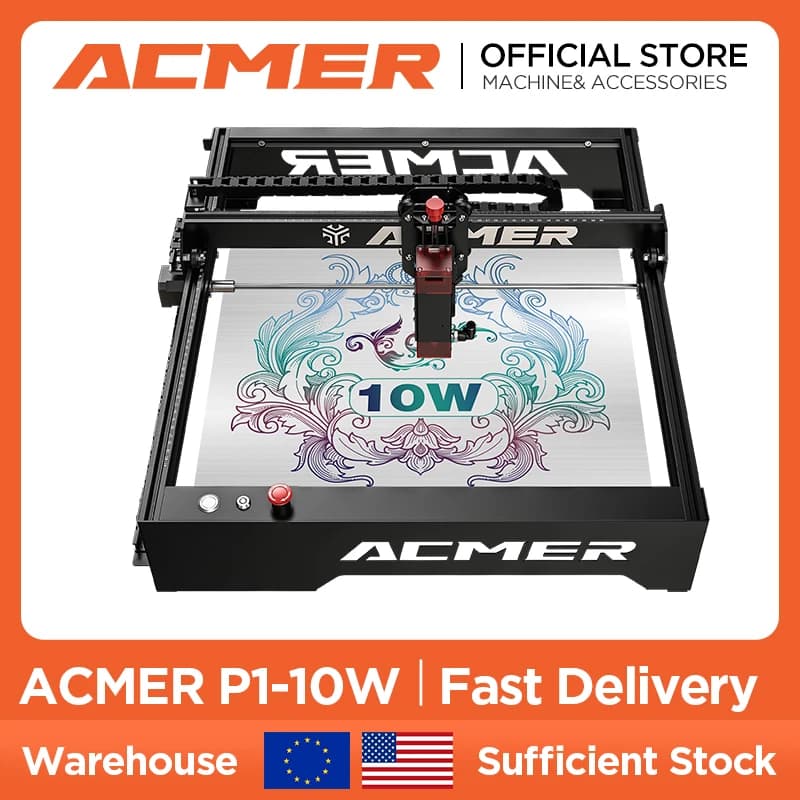 Laser Engraving Machine Blue ACMER P1 10W with 10W Laser Head, Laser Engraver, Wood Processing Tools, CNC Blue Light Laser Module