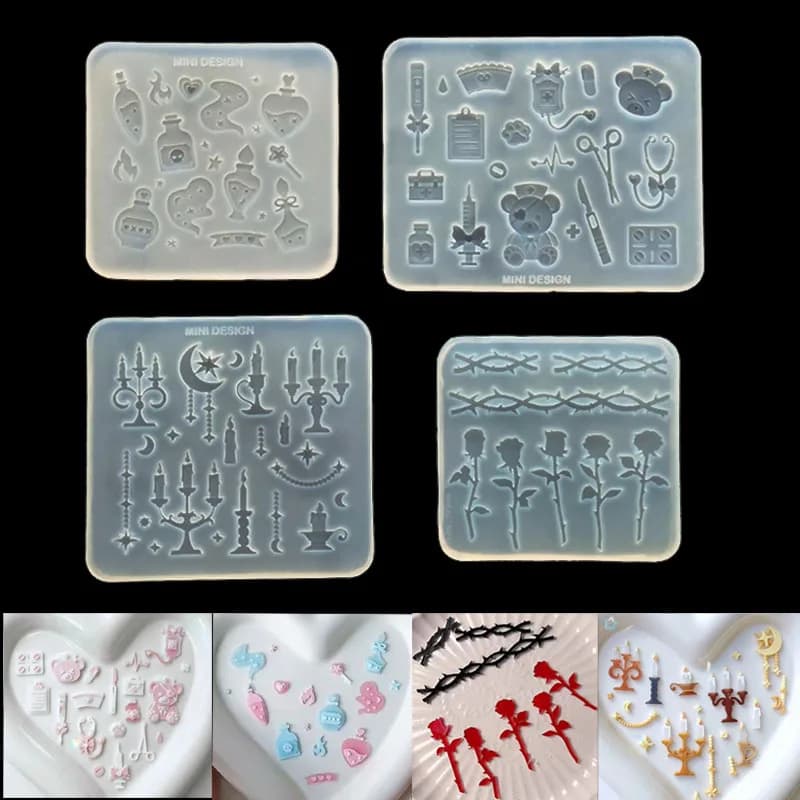 Candela fai-da-te Bottiglia magica Stampo in resina epossidica siliconica a forma di rosa Strumenti per gioielli Accessori per gioielli Riempimento in resina