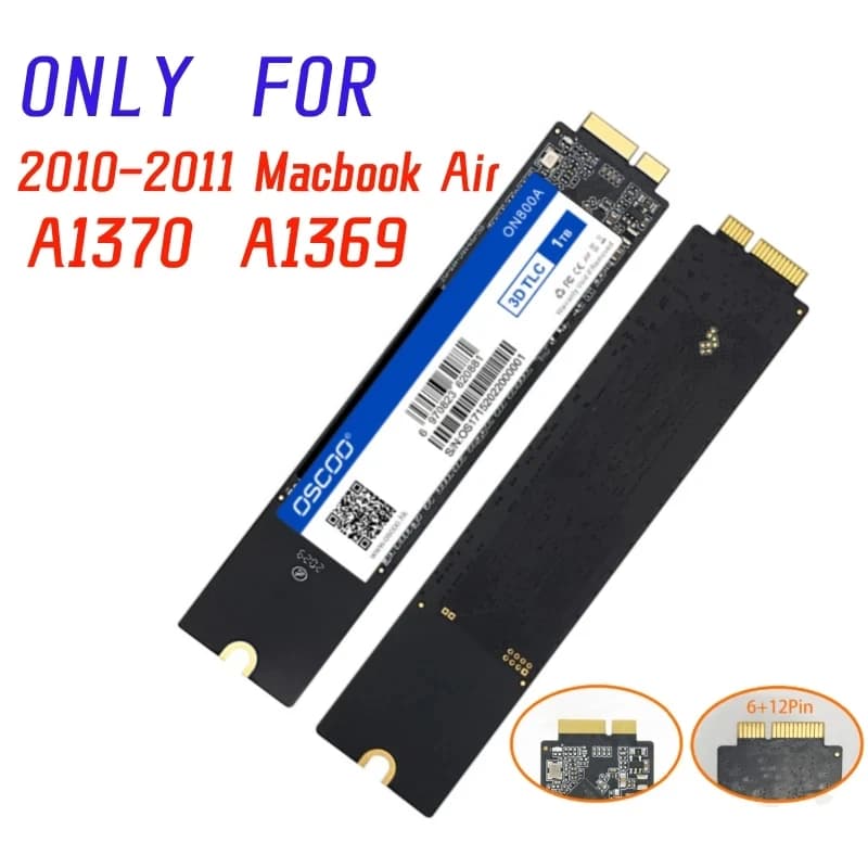 SSD SATA3 per MacBook Air 2010 2011 A1369 A1370 Disco rigido 256 GB 512 GB 1 TB Capacità Aggiornamento SSD
