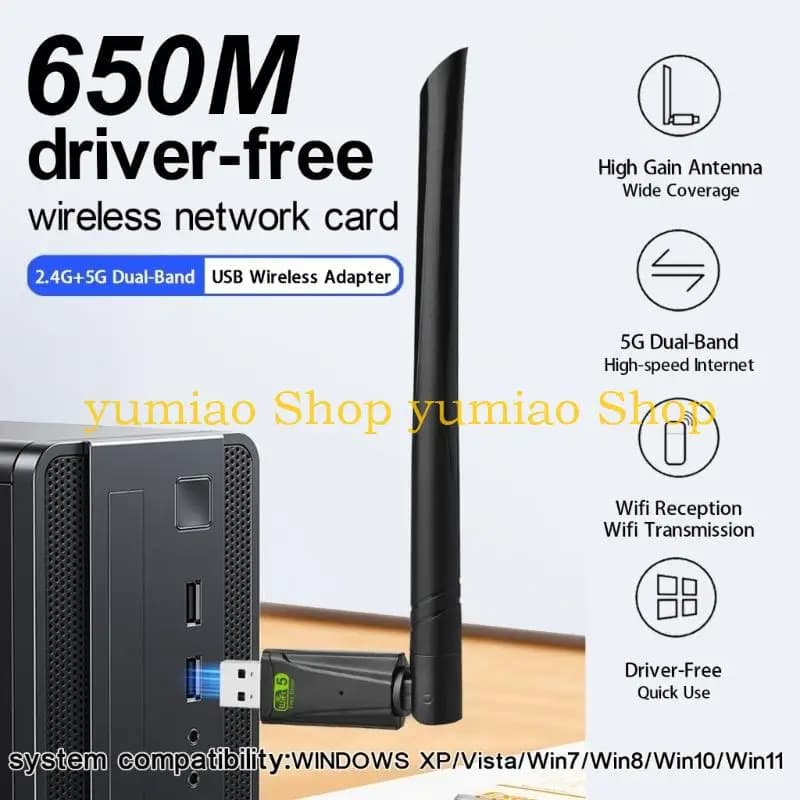 587B Adattatore WiFi USB Scheda rete wireless 650m con antenna Dual Band RTL8811CU