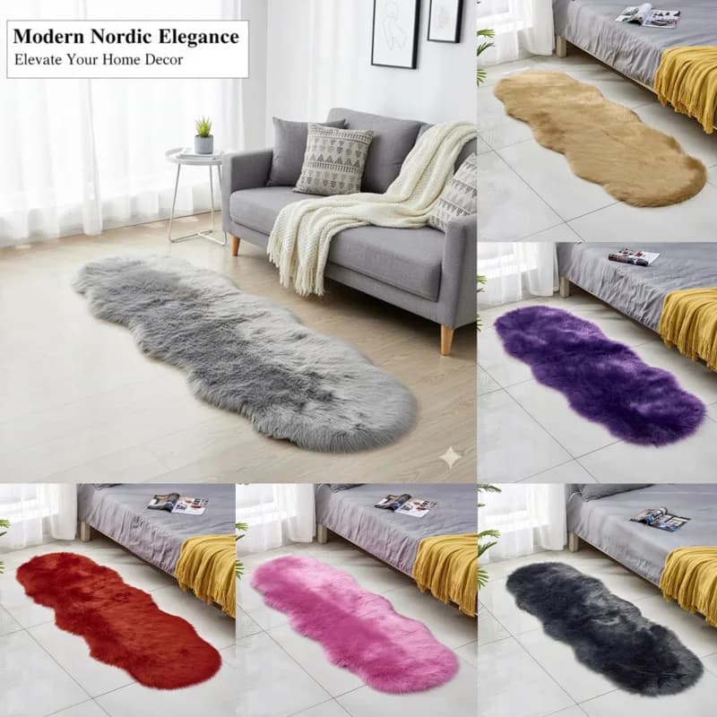 Tappeto Irregolare in Finta Lana, Tappeto a Forma di Pecora, Morbido Tappeto a Pelo Lungo, Decorazione per Casa, Camera da Letto e Divano, Nuovo
