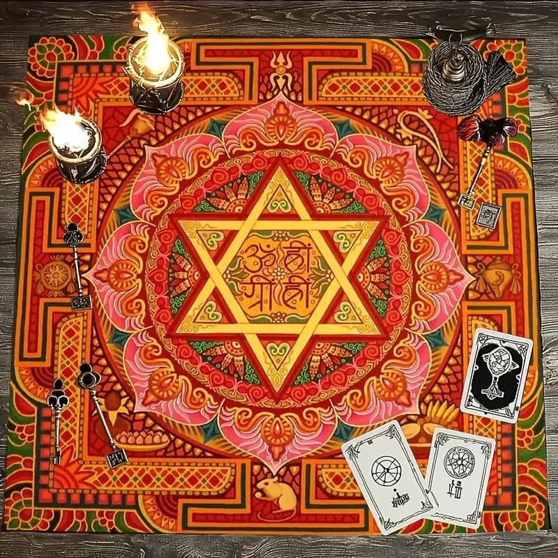 Mystical Symbol Art Tarot Tablecloth In Mandala Altar Cloth For Divination Oracle Card Games Party Supplies Magical Themed Decor