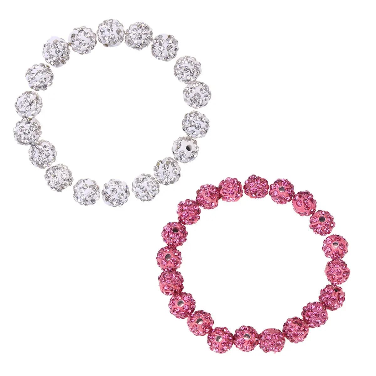 20 Pezzi Perline Distanziatrici in Argilla con Cristalli e Strass, 8mm, Rotonde con Fori Dritti, per Creazione di Gioielli Fai-da-Te Shamballa