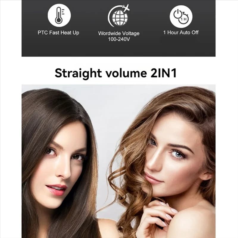 A21R-Piastra per hair e bigodino 2 in1 Professional Iron Instant Heating Digital LED Display Adjust temperature American Plug