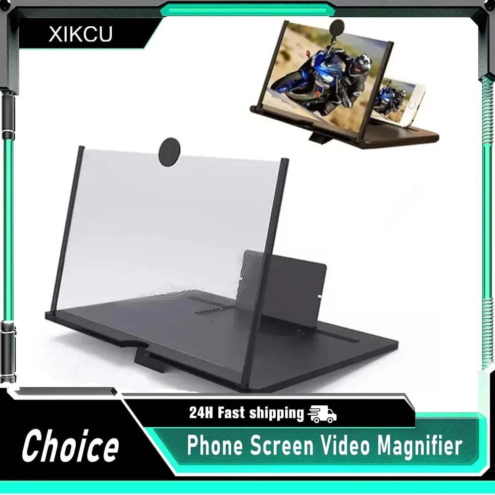 Amplificatore per Schermo Mobile, Proiettore Video, Supporto da Tavolo per Display 3D HD da 14 Pollici per Tutti gli Smartphone