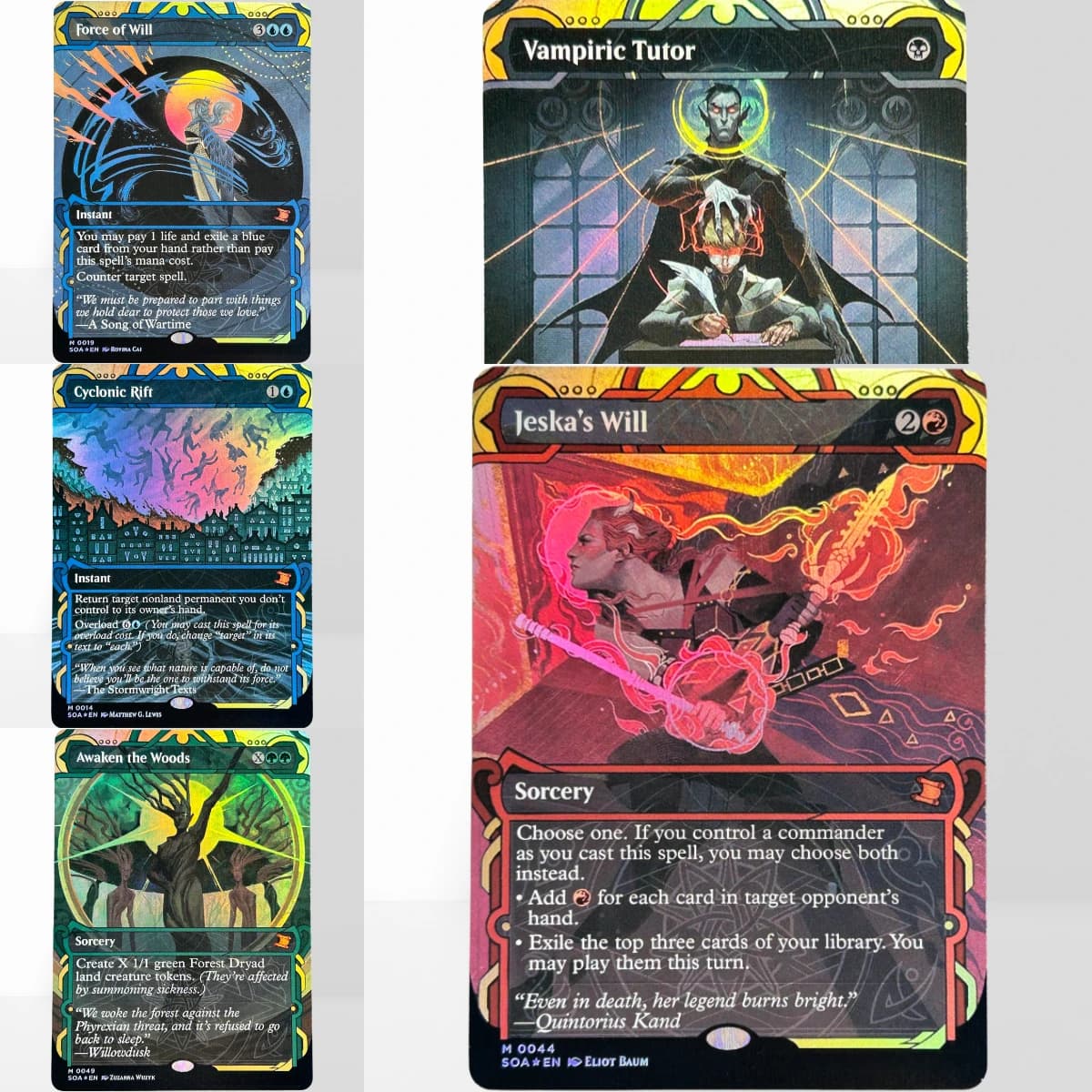 SOA SOC Foil TCG Cards for Magical Proxy Force of Will Jeska's Vampiric Tutor Awaken the Woods Cyclonic Rift