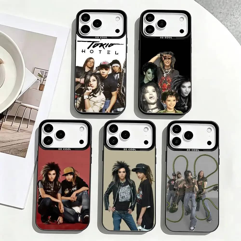 Bill Tom Kaulitz T-Tokio Hotel Phone Case For iPhone 17,16,15,14,13,12,11 Plus,Pro Max,XS,Colored Silver Plated Inside Cover