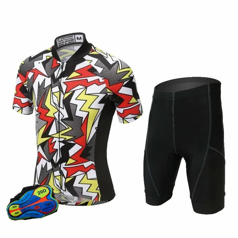 Short sleeve summer cycling trousers kit with upper and lower straps for men Bike knitting set Pro Team cycling clothing with pocket