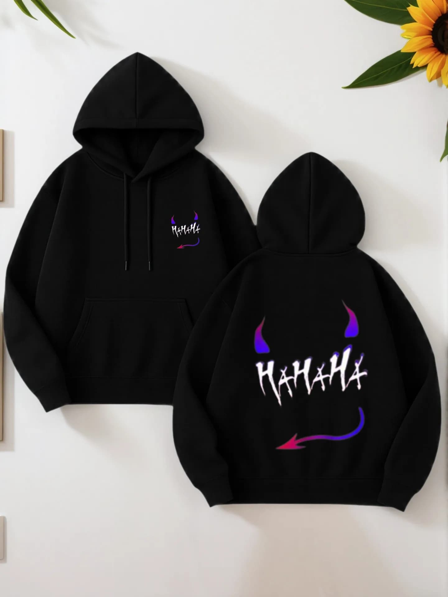 Felpa con cappuccio pullover da uomo, stampa grafica con logo minimale, stile casual, foderata in pile, da indossare tutti i giorni, per giovani uomini