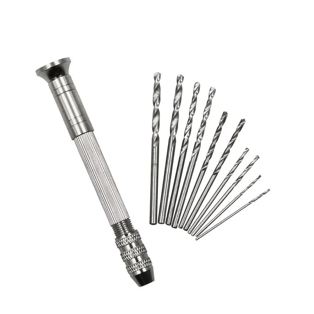 Set di 11 Mini Trapani Portatili, Punte Elicoidali, Piccoli Utensili Fai-da-Te per Foratura Manuale, Pratico Perforatore